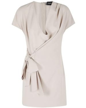 FEDERICA TOSI Draped V-Neck Mini Dress - Natural
