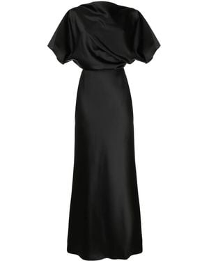 Amsale Draped Satin Gown - Black