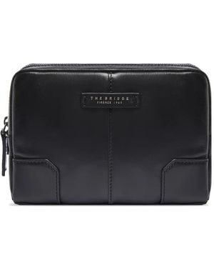 The Bridge Vespucci Leather Zip-Top Clutch Bag - Black