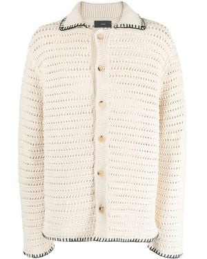 Alanui Whipstitch-Detail Open-Knit Cardigan - Natural