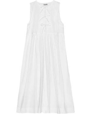 Ganni タイフロント スモックドレス - ホワイト