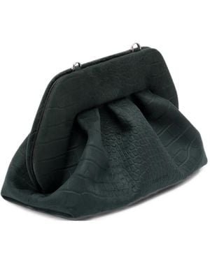 THEMOIRÈ Medium Bios Croc-Effect Clutch Bag - Black