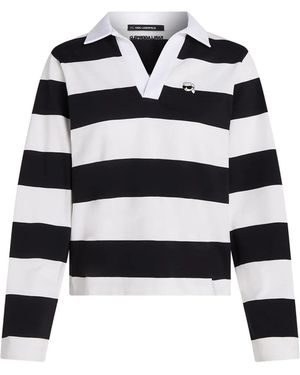 KARL LAGERFELD Ikonik Striped Long-Sleeve T-Shirt - Black