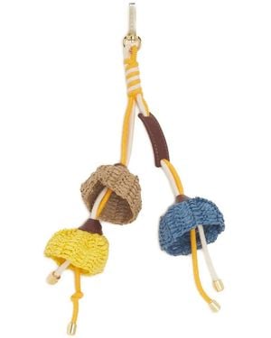 Marni Paper Raffia Flower Keyring - Metallic