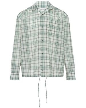 Ami Paris チェック ドローストリングヘムシャツ - ブルー