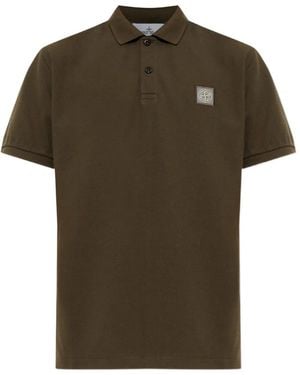 Stone Island Logo-Patch Short-Sleeve Polo Shirt - Green