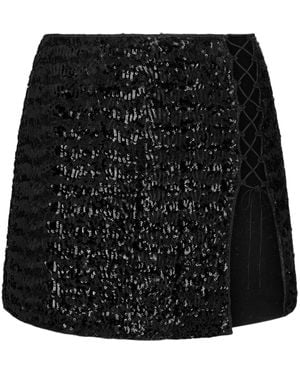 Oséree Falda Corta Con Lentejuelas - Negro