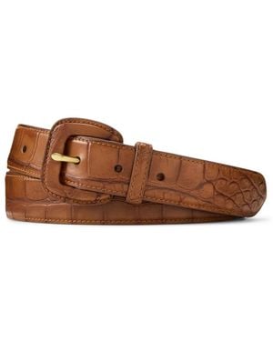 Ralph Lauren Ceinture En Peau D'Alligator - Marron
