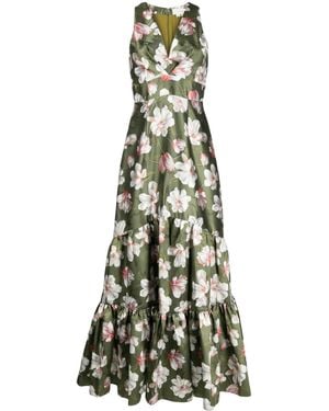 Sachin & Babi Rori Magnolia-Print Gown - Green