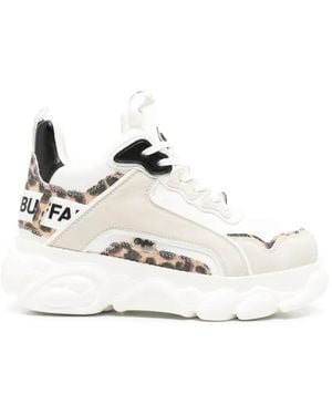 Buffalo Cld Chai Leopard-Print Paneled Sneakers - White