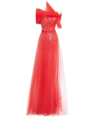 Gemy Maalouf Robe Ornée De Sequins À Détail De Nœud - Red