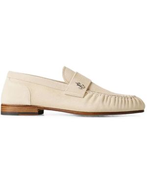 Jimmy Choo Ellis Bone Etched Velvet Suede Loafers - White