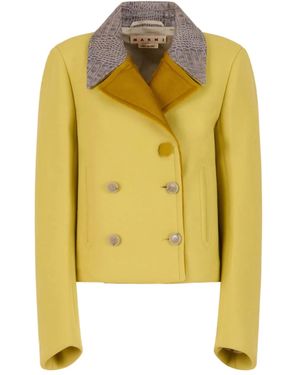 Marni Snakeskin-Print Wool Jacket - Yellow