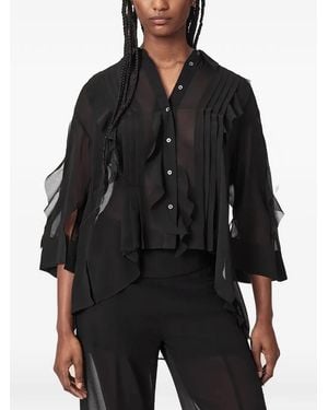 AllSaints Bluse Mit Rüschenkragen - Schwarz