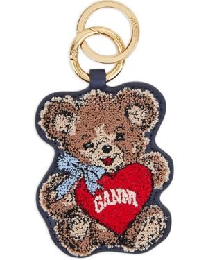 Ganni Teddy Keyring - White