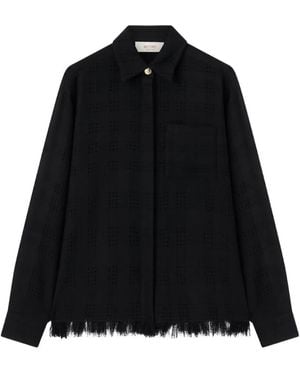 RETORI Fringe-Trimmed Weave-Effect Shirt - Black