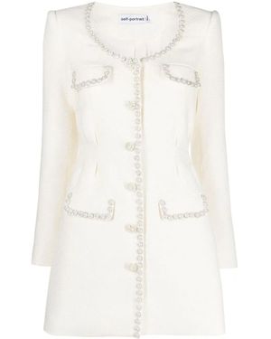 Self-Portrait Crystal-Embellished Blazer Dress - White