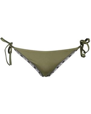Calvin Klein Logo-Print Side-Tie Bikini Bottoms - Metallic