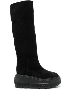 Casadei Nexus Folded Platform Boots - Black