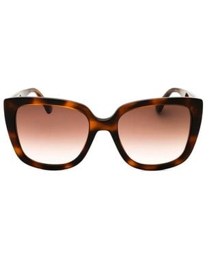 Moschino Tortoiseshell-Effect Logo-Plaque Sunglasses - Brown