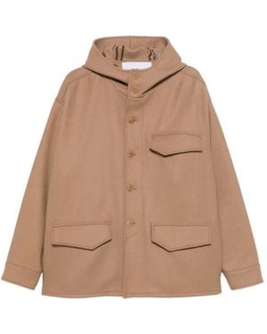 ih nom uh nit Manteau En Laine À Capuche - Natural