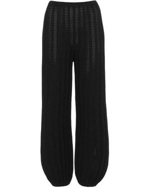 Eres Longitude Pointelle-Knit Trousers - Black