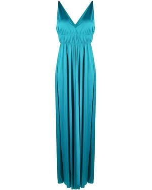 P.A.R.O.S.H. V-Necked Long Dress - Blue