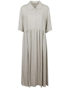 Herno Gathered-Waist Button-Up Dress - White
