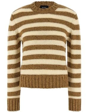 A.P.C. Striped Crew-Neck Knitted Jumper - Metallic