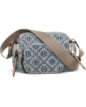 Tory Burch T Monogram Zip-Fastening Cross Body Bag - Gray