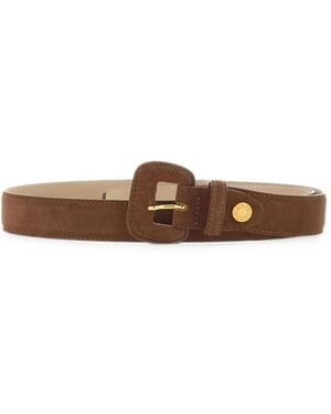 Gianni Chiarini Logo-Engraved Suede Belt - White