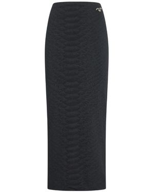 Roberto Cavalli Snake-Texture Midi Skirt - Black