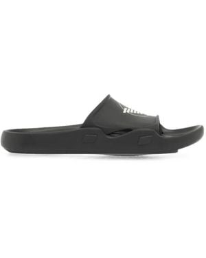 Emporio Armani Logo-Print Slip-On Sandals - White