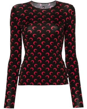 Marine Serre Moon-Print Jersey T-Shirt - Black