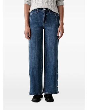 DKNY Button-Detail Wide-Leg Jeans - Blue