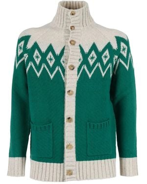 Ballantyne High-Neck Cardigan - Green