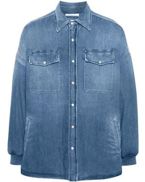 McQueen Seal-Embroidered Denim Jacket - Blue