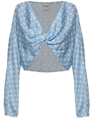 Posse Bluse Mit Polka Dots - Blau