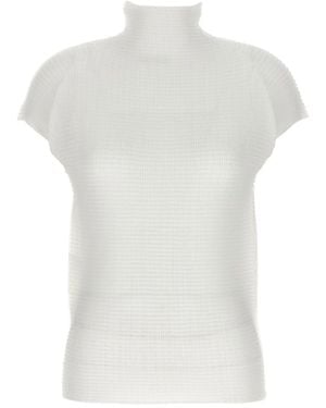 Issey Miyake Woolly Pleated High-Neck Top - White