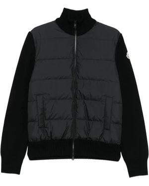 Moncler Gesteppte Jacke Mit Logo-Patch - Schwarz