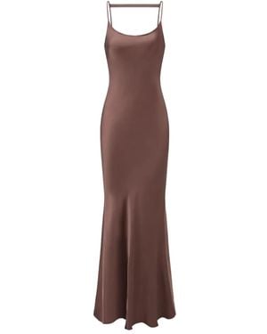Oude Waag Maxikleid aus Satin - Braun