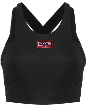 EA7 Logo-Detail Sports Bra - Black