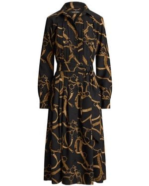 Ralph Lauren Robe-Chemise Plissée À Taille Ceinturée - Black