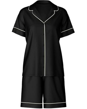 CALIDA Piped-Trim Pyjama Set - Black