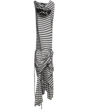 VAQUERA Striped Draped Midi Dress - White