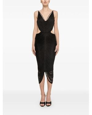 Nissa Fringed Backless Dress - Black