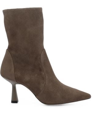 Stuart Weitzman Pointed-Toe Suede Ankle Boots - Brown