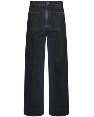 Victoria Beckham Patch-Pocket Wide-Leg Jeans - Blue