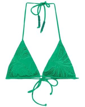 FARM Rio Embroidered Triangle Bikini Top - Green