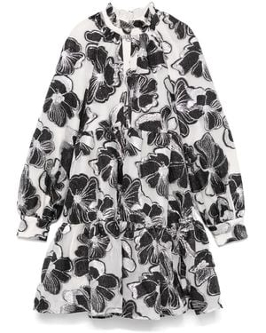 Stine Goya Anemone-Jacquard Tier Mini Dress - Grey